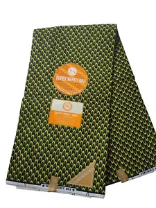 6 Yards / 5,48 Meter garantiert afrikanischer Stoff mit Wachsdruck und Design - Bild 1 von 6