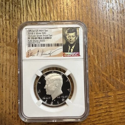 2018 S Silver KENNEDY NGC PF70 Ultra Cameo Signature Kennedy Label ￼ - Image 1 of 2