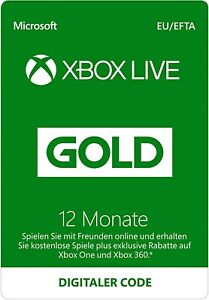 Xbox Live Gold Mitgliedschaft 12 Monate Card - Xbox One / Xbox 360 Download Code
