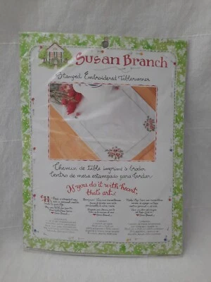 Bucilla Susan Branch Stamped for Embroidery Table Runner Kit Pansies 42944 ~ NIP - Image 1 of 4