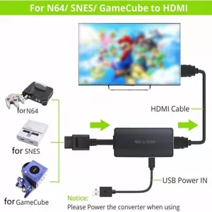 HDMI Adapter Converter w/ HD Cable for Nintendo 64/SNES/SFC/NGC Gamecube Console - Picture 1 of 11