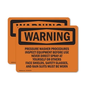 (2 Pack) Pressure Washer Procedures Inspect Equipment OSHA Warning Sign Decal - Picture 1 of 26