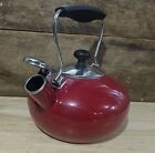 Chantal Red Enamel Stainless Steel 2 Qt Whistling Tea Kettle *View Photos*