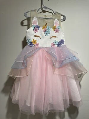 Vestido Unicornio Niña Flor Fiesta Cumpleaños Halloween Tutú Princesa Disfraz Talla 5 Foto 1 de 4