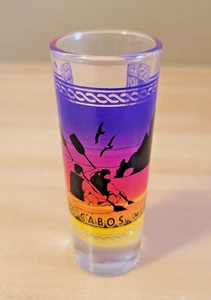LOS CABOS 4 1/4" shot glass Mexico DOUBLE shoTglass SUNSET KAYAKING MOUNTAIN new - Bild 1 von 6