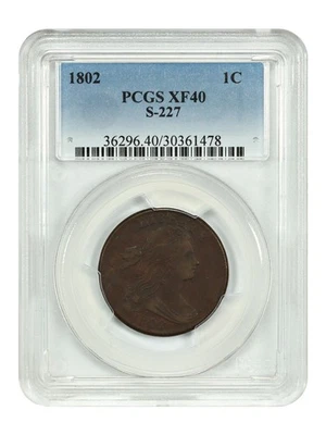1802 1C PCGS XF40 (S-227) - Draped Bust Cent - Image 1 of 4