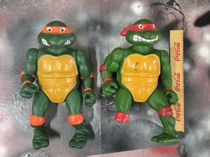 Lote de 2 Tortugas Ninja Gigante 13" Miguel Ángel R Teenage Mutant 1989 TMNT de colección - Imagen 1 de 5