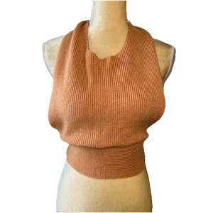 Free People Cropped-Top apricot Strick rückenfrei zum Binden Größe M - Bild 1 von 10
