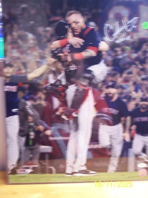 CHRISTIAN VAZQUEZ SIGNED AUTO 16X20 BOSTON RED SOX 2018 WORLD SERIES CHAMPION - Image 1 of 4