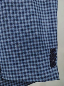 Michael Kors Blazer Sport Coat Mens 42R Navy Blue Gingham Check Plaid Jacket - Picture 1 of 18