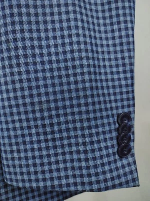 Michael Kors Blazer Sport Coat Mens 42R Navy Blue Gingham Check Plaid Jacket - Image 1 of 4