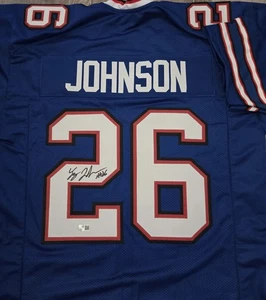 BUFFALO BILLS TY JOHNSON #26 SIGNED BLUE CUSTOM BLUE XL JERSEY - TSE COA - Picture 1 of 1