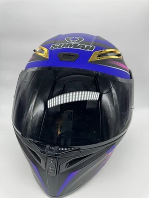 SOMAN Full Face Helmet XL - Black/Blue/Pink - ECE & DOT - Motorcycle Helmet - Image 1 of 4