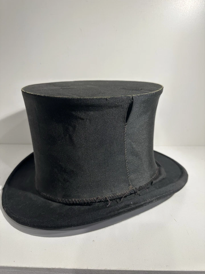 Sombrero de copa grande belga antiguo plegable talla: EU 59-60 / UK 73/8-71/2 / US 73/8-71/2 Foto 1 de 4