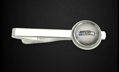 Football Card Tie Clip, Seattle Seahawks Wedding Jewelry Tie Bar - Image 1 of 4