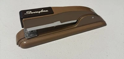 Vintage Swingline 27 Stapler Art Deco Design Brown Metal Long Island USA Tested  - Image 1 of 3
