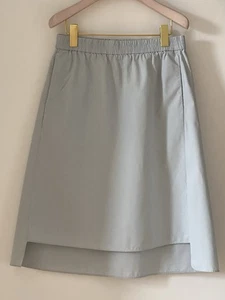 Cos Pull Up Elasticated Waist Pale Blue Cotton Knee Length Skirt Size 36 Pockets - Picture 1 of 4