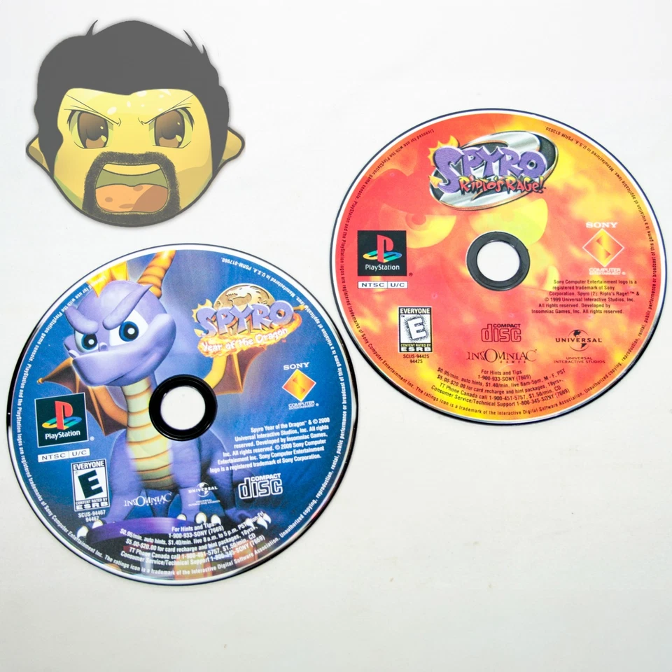 Spyro Año del Dragón & Riptos Rage PS1 Lote de 2 Sony PlayStation 1 Probado Foto 1 de 4