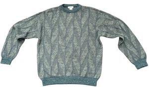 Vintage 1980s Damon Geometric Wool Sweater L Wool Blend Made in Italy Textured - Picture 1 of 11