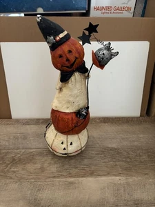 Halloween Figur - Primitive Style - weiß und orange Kürbis Figur - Bild 1 von 10