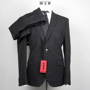 Hugo Mens 2-pc suit Modern-Fit Jacket Size 40S Striped Black E091368 - Picture 1 of 19