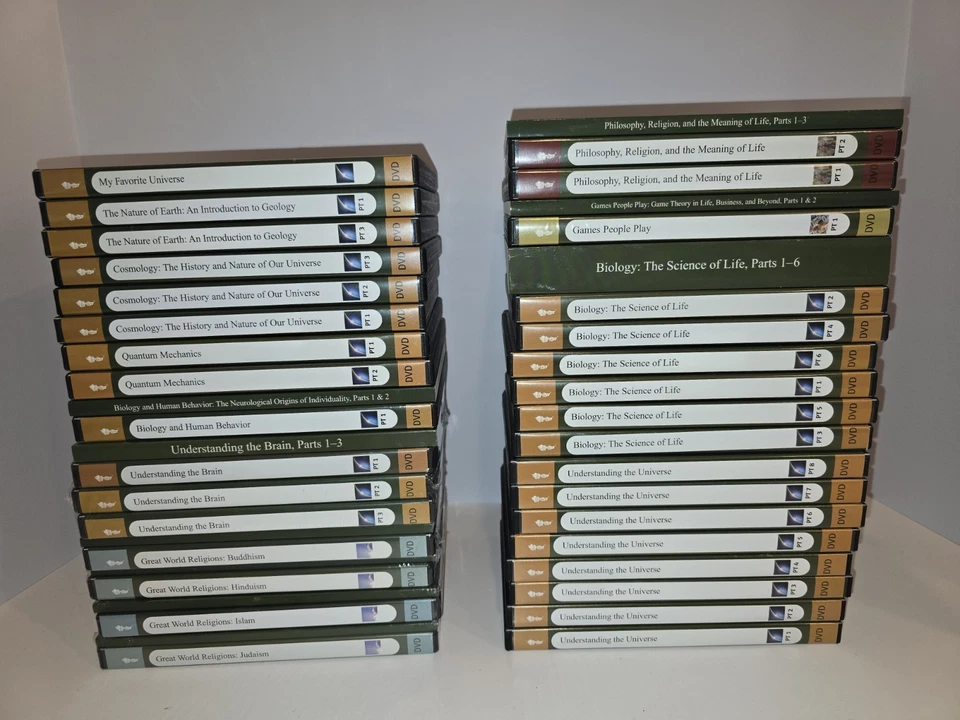 Lot Of 33 Great Courses DVDs & 9 Books Science Religion Philosophy Astrology Etc Foto 1 de 4