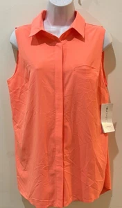 Athleta Urbanite II Canotta Elasticizzata Sunny Coral Taglia Med. Senza maniche con bottoni NUOVO - Foto 1 di 19