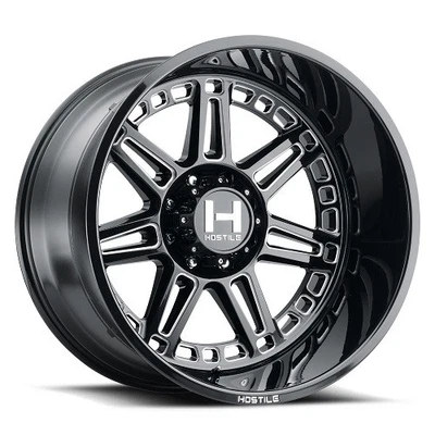 22x12 Hostile 124 Lunatic Blade Cut (Gloss Black and Milled) Wheel 6x135 (-44mm) - Image 1 of 4