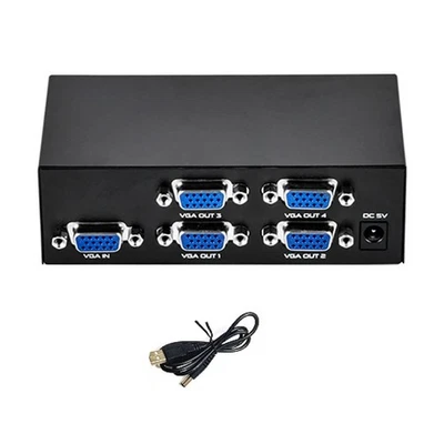 Powered 1x4 VGA Splitter Video Distribution 1 In 4 Out for Screen Duplication - Image 1 of 4