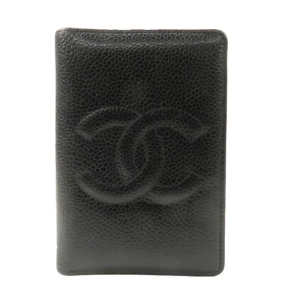 Estuche para tarjetas Chanel Coco Mark piel de caviar negro auténtico usado Foto 1 de 4