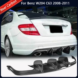 For Benz W204 C63 2008-2011 Real Carbon Fiber Rear Bumper Diffuser Lip Spoiler - Picture 1 of 12