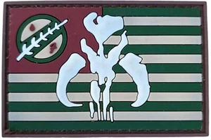 STAR WARS MOVIE BOBA FETT FLAG OD GREEN GLOWS PVC RUBBER TACTICAL HOOK PATCH - Picture 1 of 3