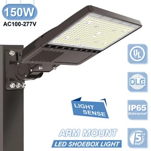 150W LED Parking Lot Light Outdoor Street Security Shoebox Lighting Dusk To Dawn - Picture 1 of 12