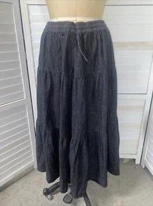 Phool Rock Damen schwarz Denim Pull On Maxi Western Cottagecore Western PXL - Bild 1 von 7