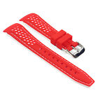 StrapsCo Rubber Perforated Rally Racing Watch Band Silicone Strap w/ Curved Ends