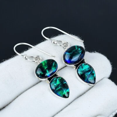 Australiano Tripletta Fuoco Opale Gemma 925 Argento Sterling Fatto a Mano Regalo - Immagine 1 di 4