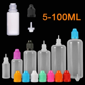 10/30/50/100ml Plastic Empty Squeezable Eye Liquid Dropper Bottles CRC Caps - Picture 1 of 14