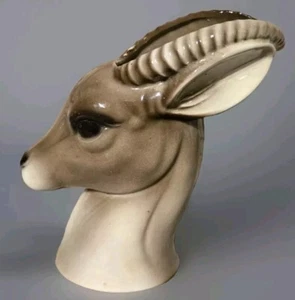 Royal Copley Antelope Gazelle Deer Head Planter 1950's MCM Dark Cottagecore - Picture 1 of 10