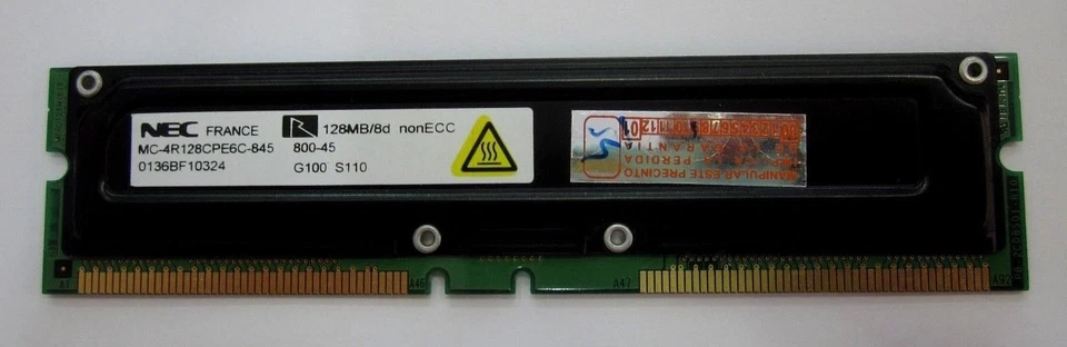 Nec Modulo 128MB Dram Rimm MC-4R128CPE6C-845 800-45 - Immagine 1 di 1