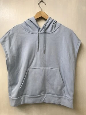Fabletics Angela Sleeveless Pullover Hoodie Blue Stone Recycled Fleece Top Large - Image 1 of 4