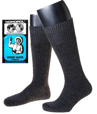 Thermo-Strümpfe Vollplüsch Wolle NORDPOL anthrazit