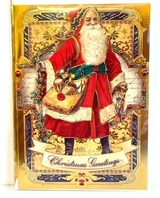 Punch Studio TARJETA DE NAVIDAD DE SANTA ANTIGUA. JOYAS. SOBRE Y SELLO DE LÁMINA. + Foto 1 de 4