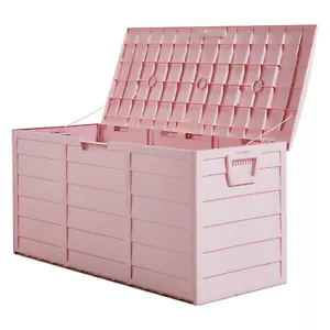 75 Gallon Outdoor Garden Resin Storage Deck Box Chest Tools Cushions Toys,Pink - Picture 1 of 10