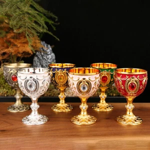 Geprägter Vintage Metall Weinbecher europäischer Stil Kelch Mittelalter Weingläser Geschenk - Bild 1 von 20