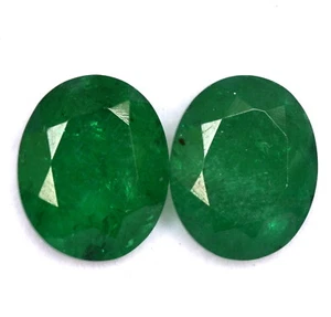 11x9 mm Emerald Color Doublet Oval Cut Pair 7.16 Cts Faceted Loose Gemstones - Picture 1 of 4