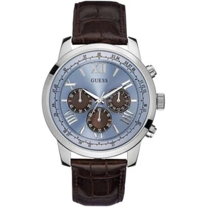 Guess W0380G6 Chrono Celeste Brown Steel Leather Strap 45mm Men's Watch - Picture 1 of 1