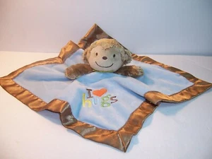 SECURITY BLANKET - Carters Just One You I Love Hugs Blue Brown Monkey Rattle EXC - Picture 1 of 3