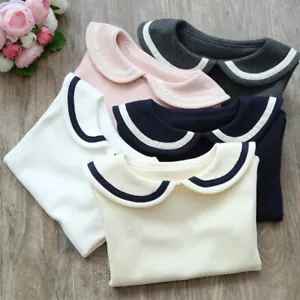 Kleinkind Mädchen Peter Pan Kragen Poloshirt Bluse Langarm T-Shirts 2 bis 7 - Bild 1 von 11