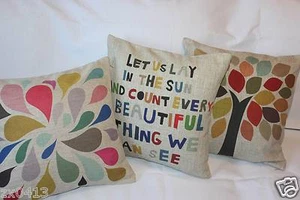 Vintage Country Colorful Set Home DECOR COTTON LINEN CUSHION COVER PILLOW CASE - Picture 1 of 5