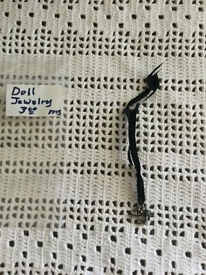 Doll Necklace Jewelry Choker Style Neckace Solid Black Ribbon Donkey Charm Stone - Image 1 of 4